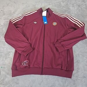 Adidas Jacket Mens 2XL Burgundy Bayern Munich Terrace Icons Track Top JF0582 NWT